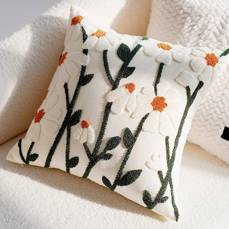 Colorful Floral Rabbit Pillow Cover