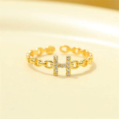 Delicate Diamond Initial Letter Ring