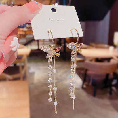 Beautiful Floral Drop Chain Earrings