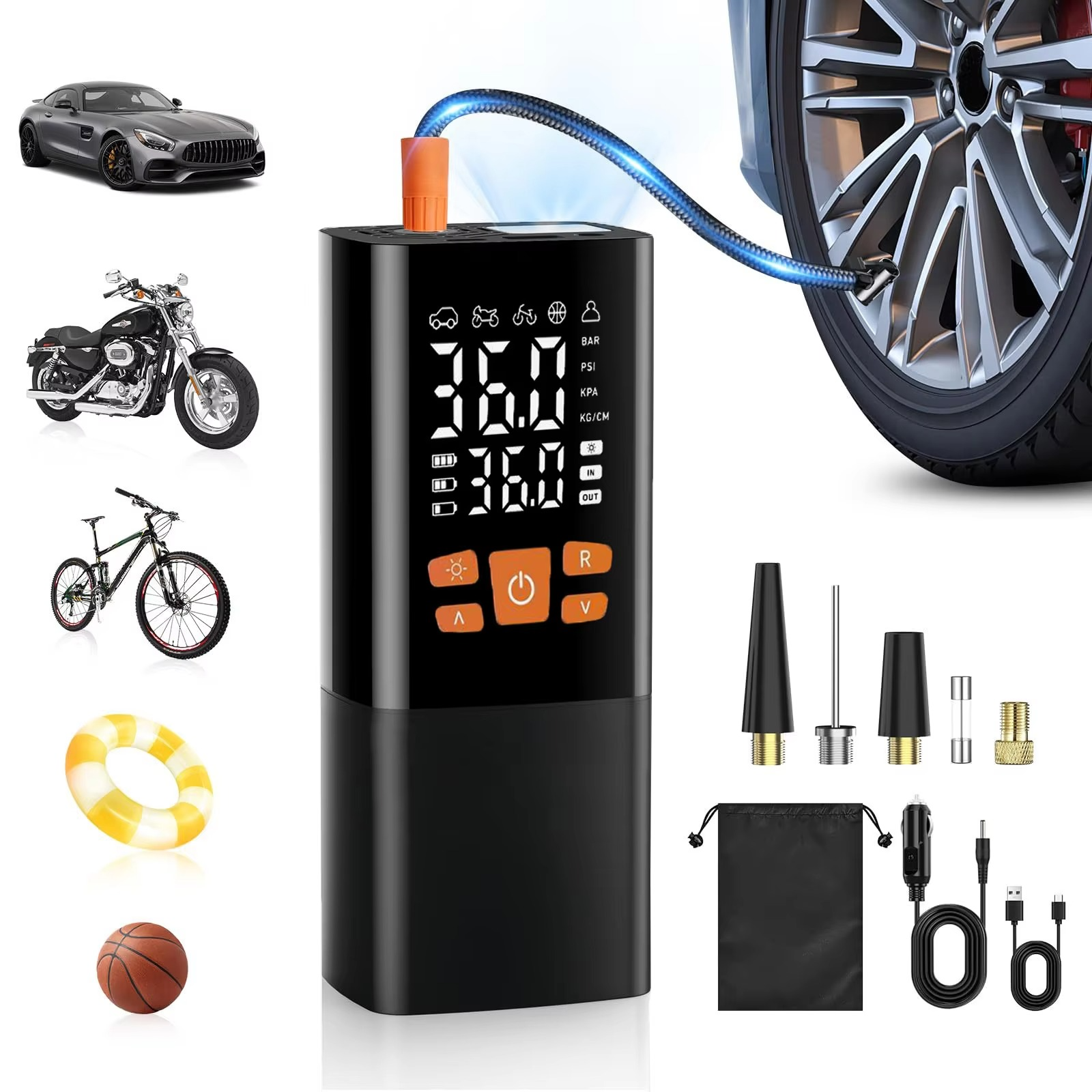 Compact Rechargeable Tire Air Pump 180PSI Portable Compressor - Befez