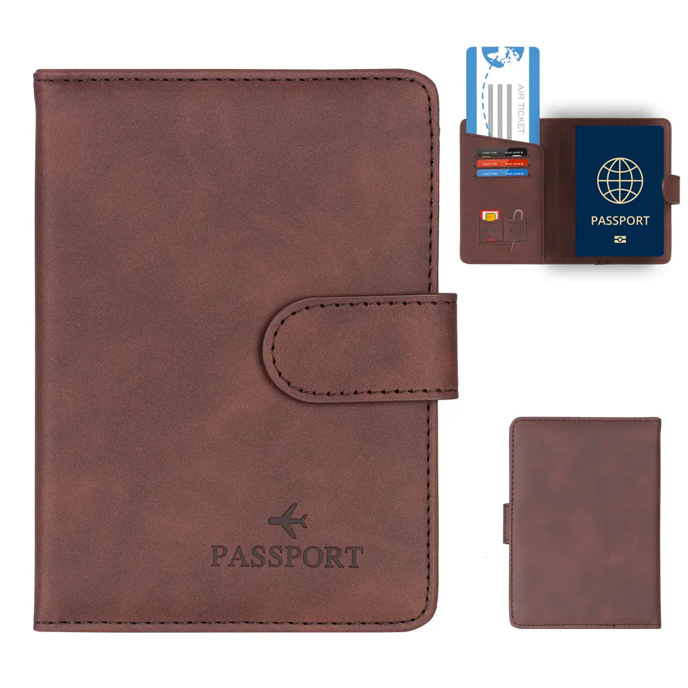 Premium RFID Passport Holder in Genuine Leather Style