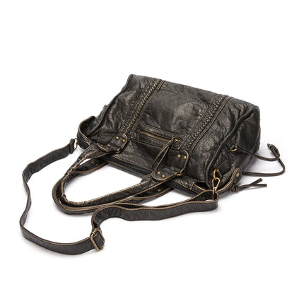Luxury Black Genuine Leather Tote Bag