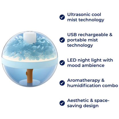 Compact Aroma Diffuser with Night Light and Humidifier