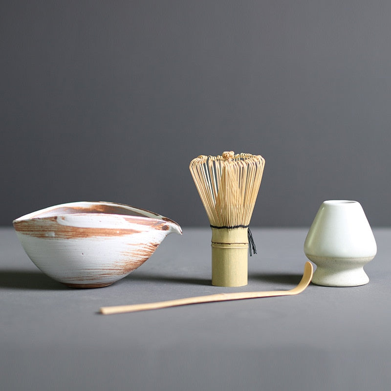 Traditional Japanese Matcha Tea Set with Whisk & Bowl