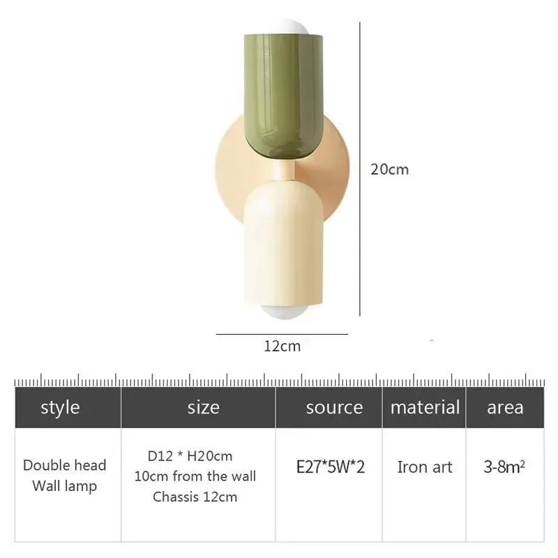 Simple LED Wall Light Cream Double Header Lamp