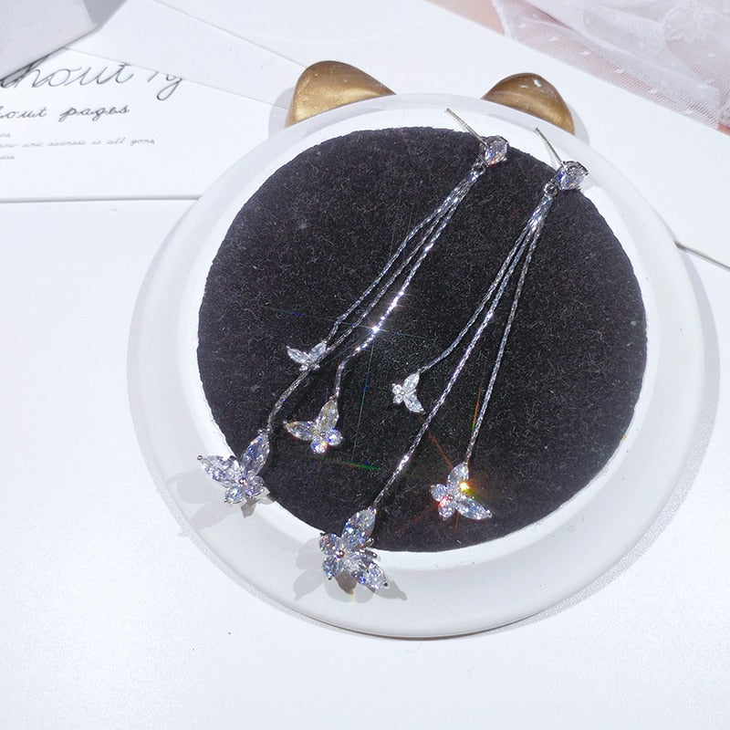Beautiful Floral Drop Chain Earrings