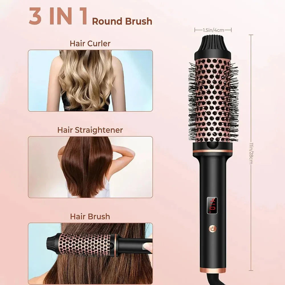 Befez | 3-in-1 Hair Straightener and Curling Iron | Straight, Wave, Volume | Heat Protect Brush
