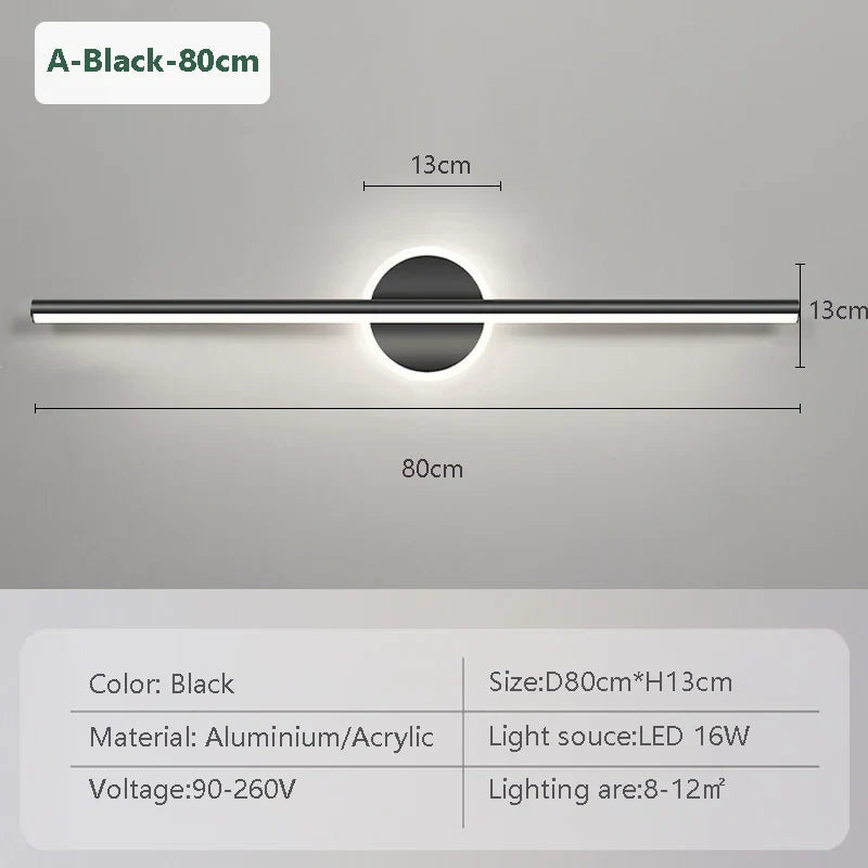 Stylish LED Wall Lamp Black Gold 3 Color
