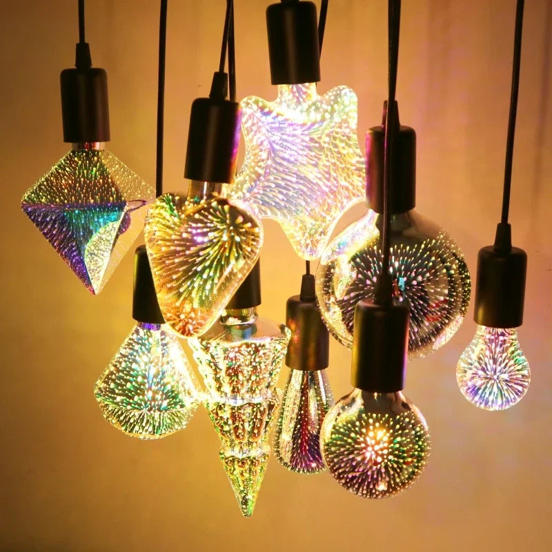 Colorful LED Globe Lamp with E27 Socket and Firework Effect