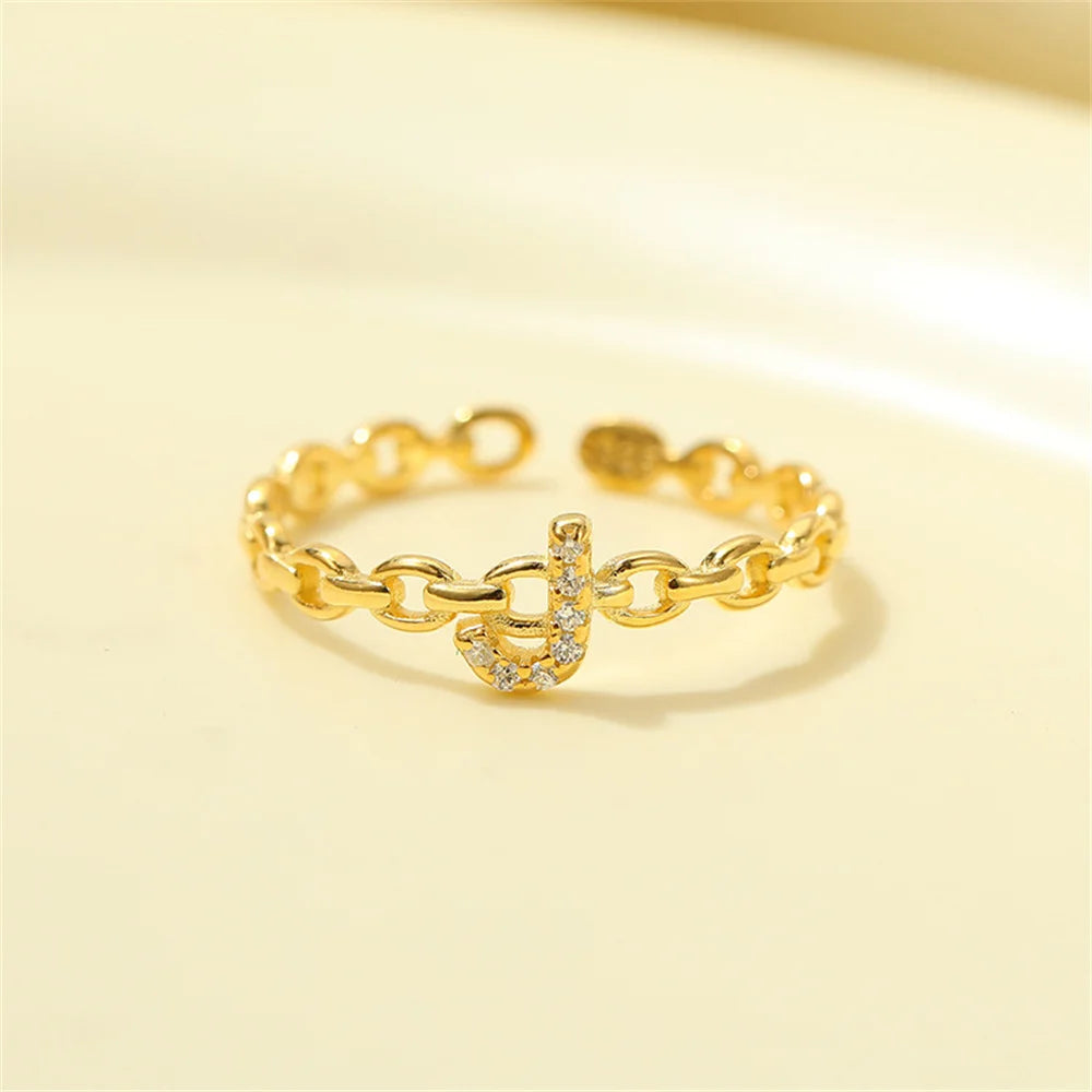Delicate Diamond Initial Letter Ring
