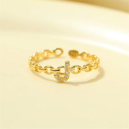 Delicate Diamond Initial Letter Ring