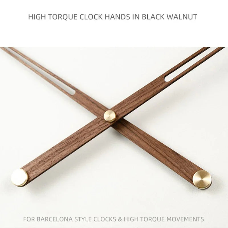 Big Wooden Wall Clock with Natural Walnut Finish