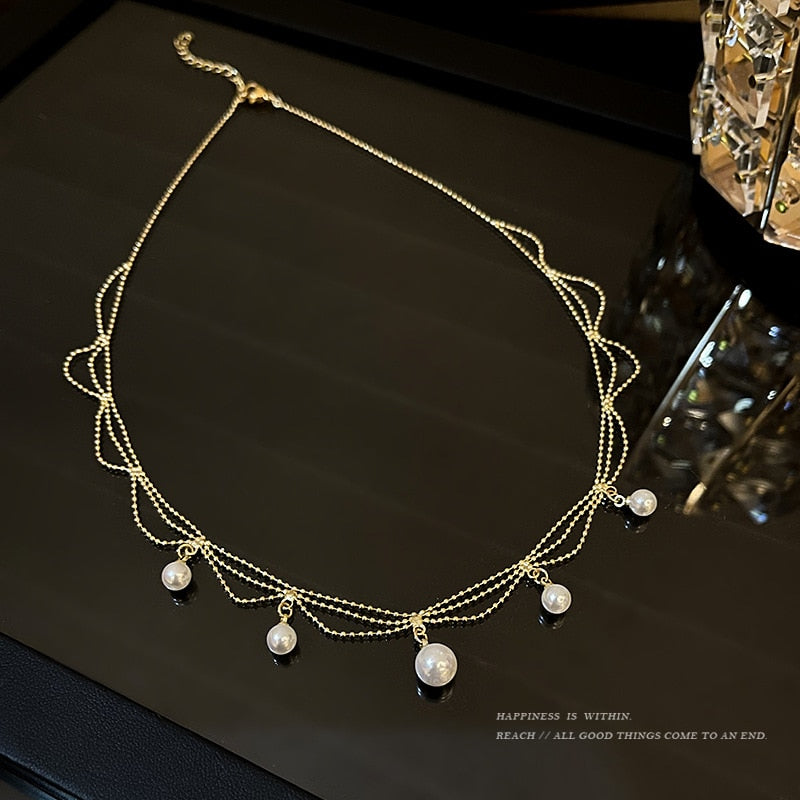 Chic Vintage Pearl Drop Necklace