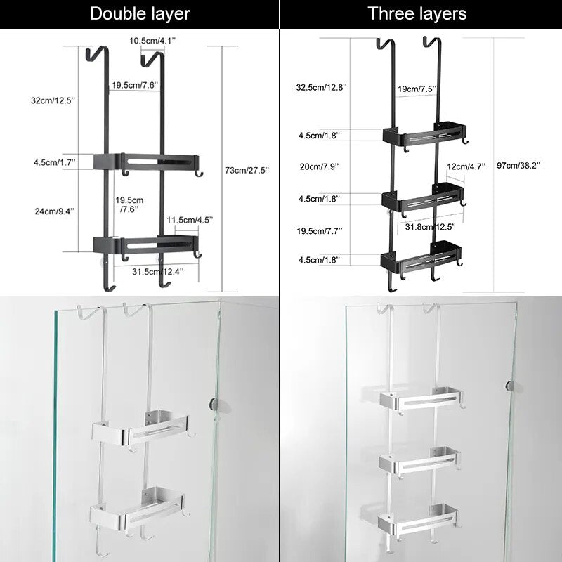 Easy Install Double Layer Shower Caddy Rack