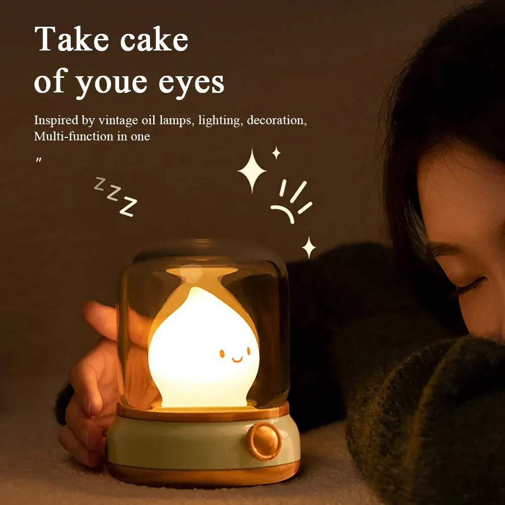 Cozy LED Nightlight | Vintage Oil Lamp Style | USB Powered