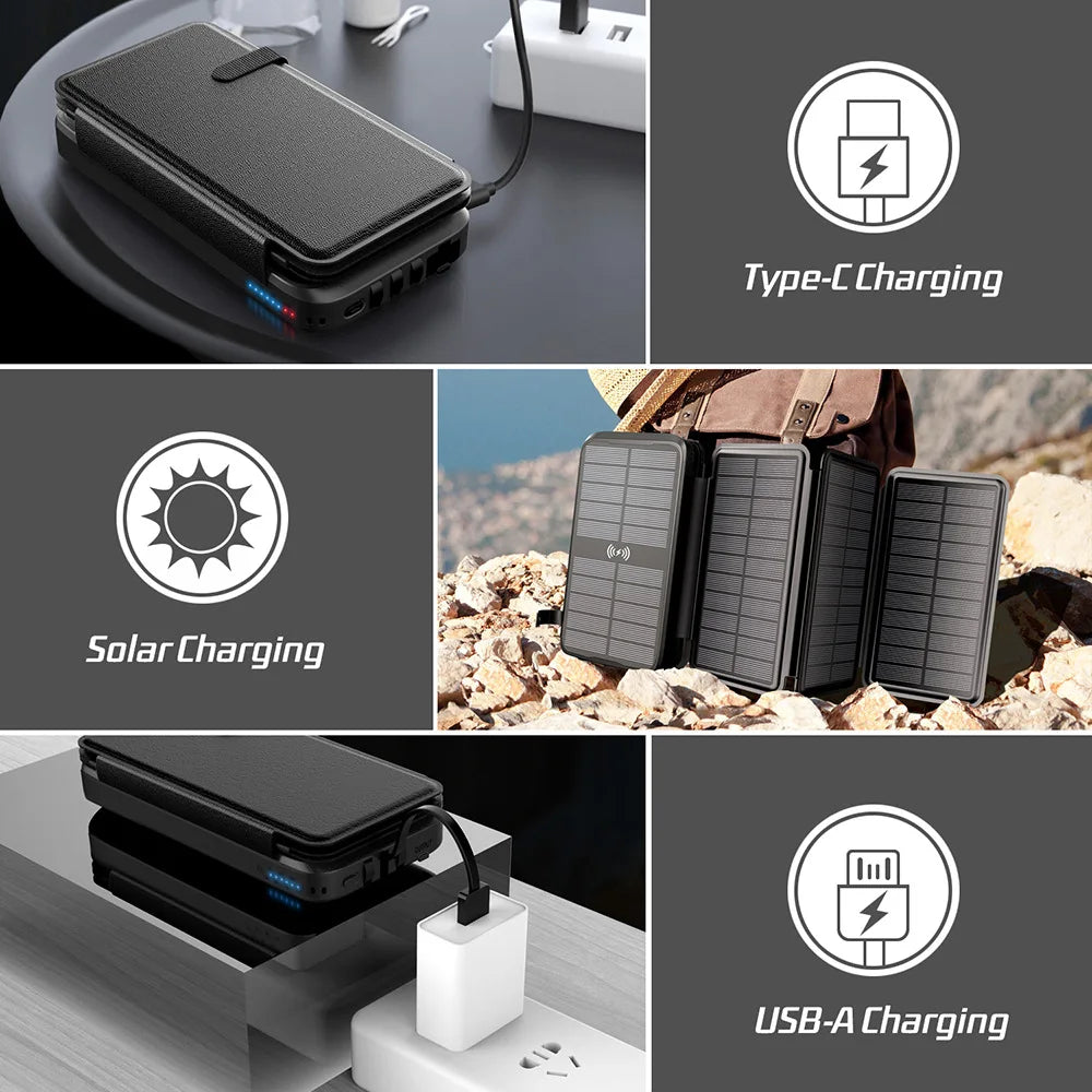 Portable Solar Charger 43800mAh Fast Charge Power Bank