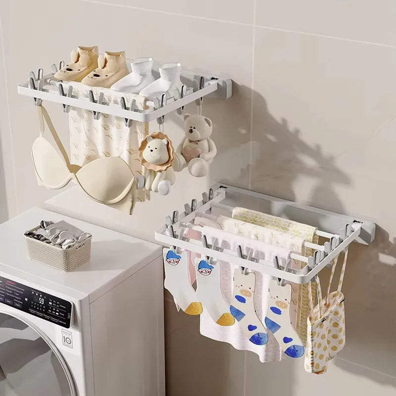 Compact Folding Wall Dryer with Towel Holder