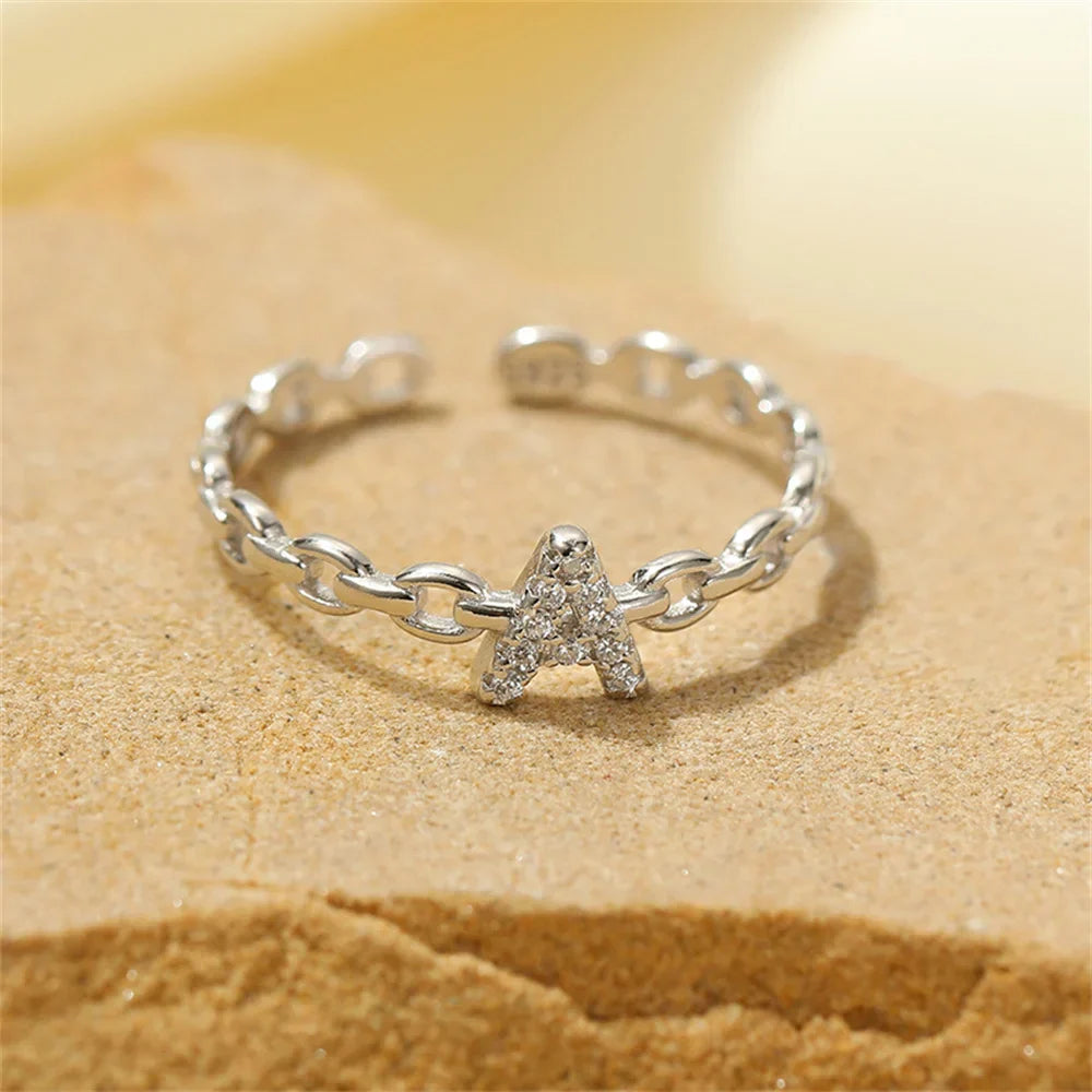Delicate Diamond Initial Letter Ring