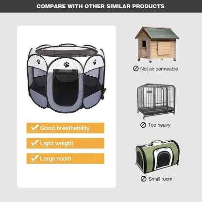 Collapsible Pet Playpen Tent for Cats and Small Dogs