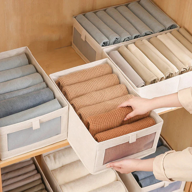 Collapsible Linen Dress Storage Box with Window