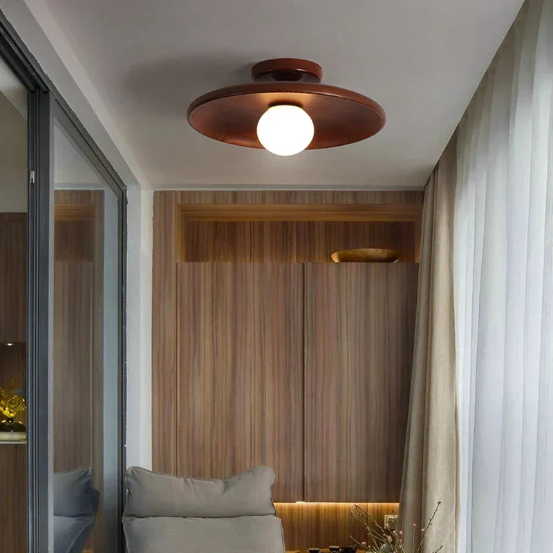 Rustic Wooden Ceiling Light with Soft LED Glow