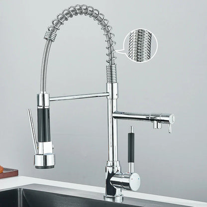 Contemporary Dual Spout Kitchen Faucet
