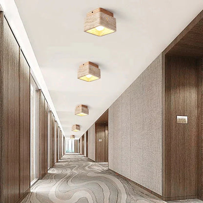 Modern Stone Wood LED Ceiling Light