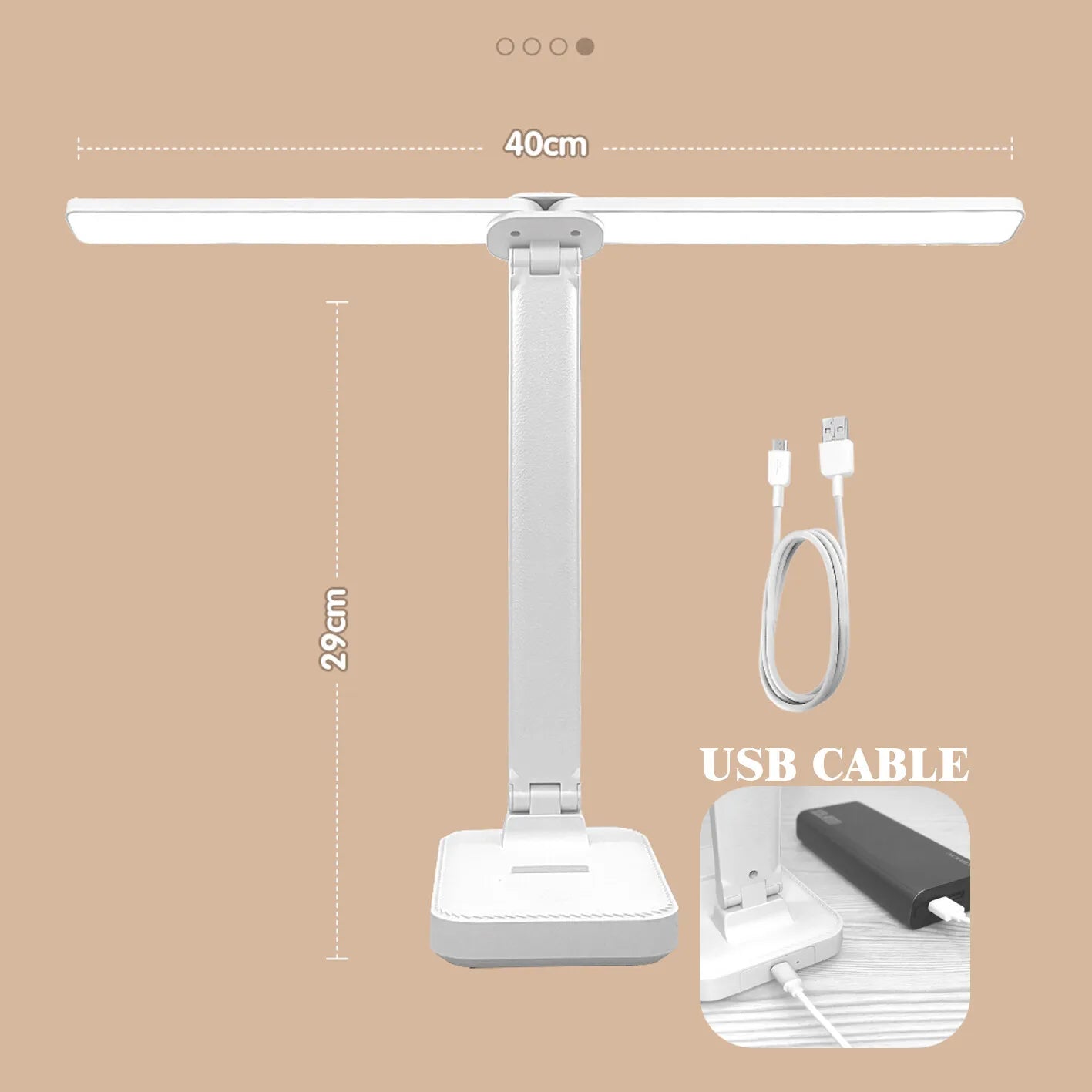 Bright LED Desk Lamp with USB Charging and Dimmer