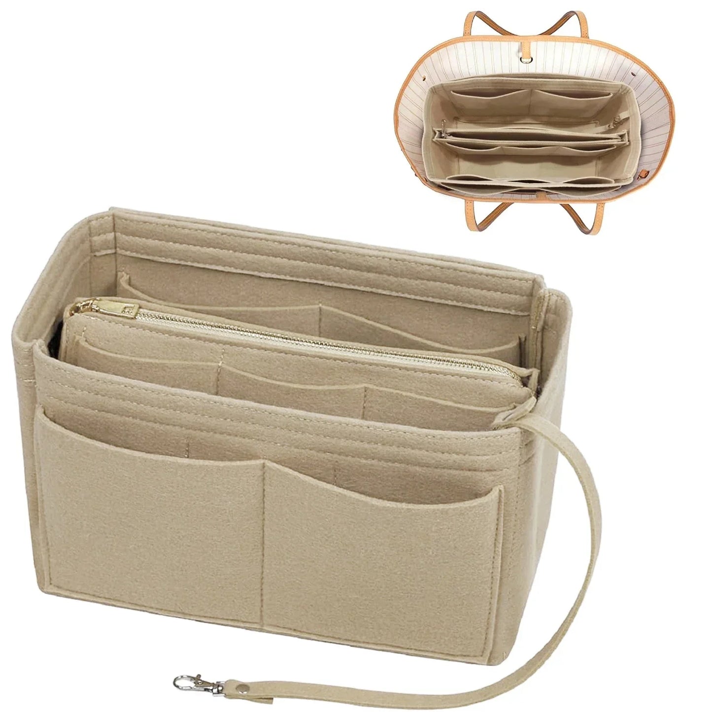 Premium Handbag Organizer Insert with Zipper Pockets
