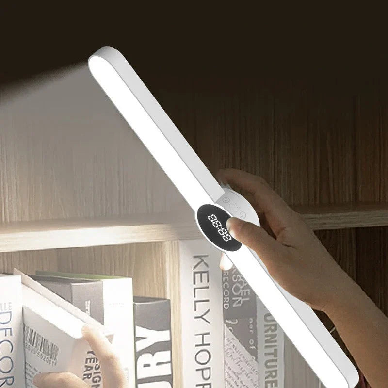 Compact LED Desk Light with Clock and USB Charging