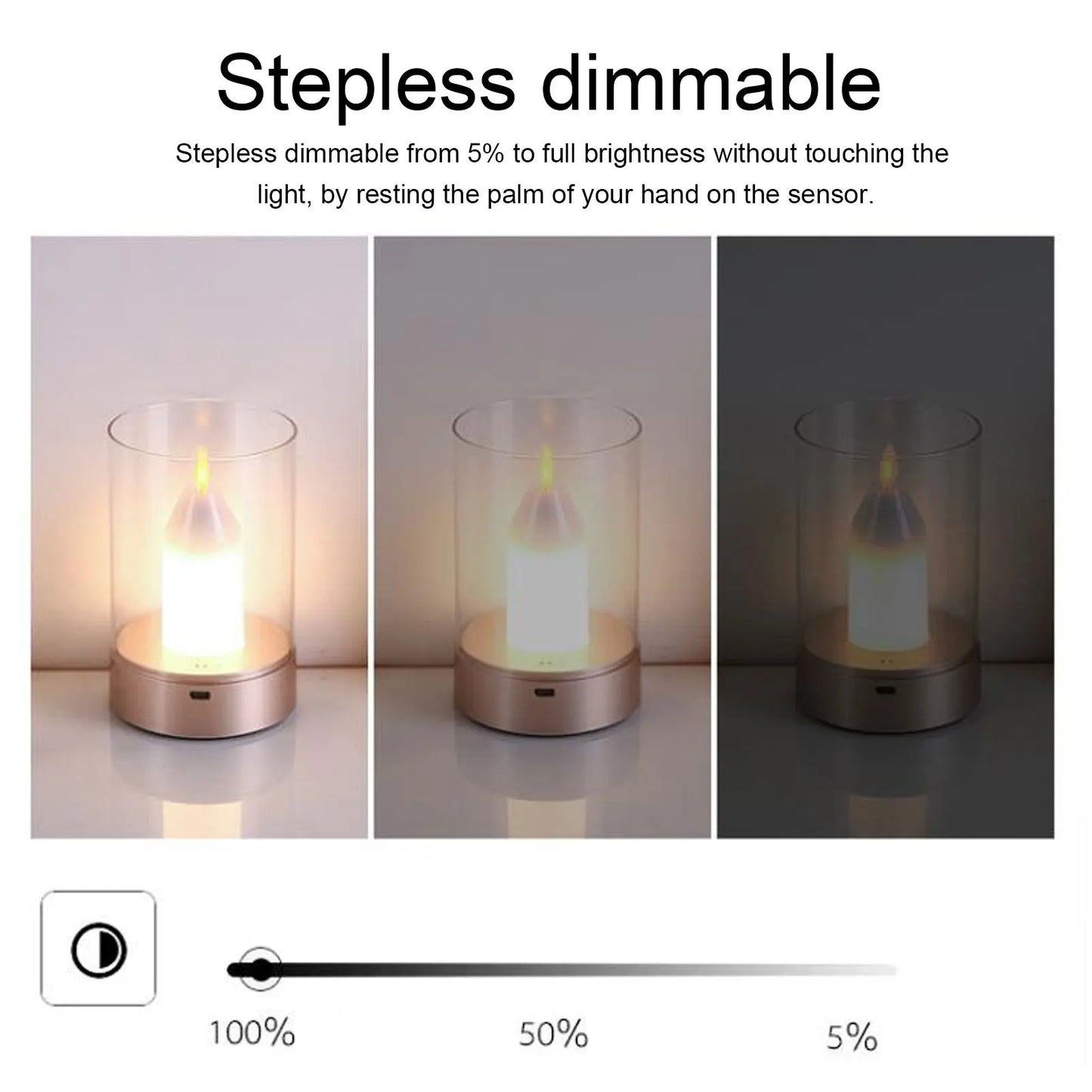 Smart LED Candle with Dimmer and USB Charging