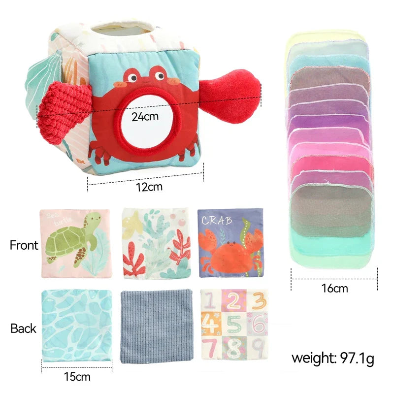 Soft Textured Tissue Box Toy for Baby Development