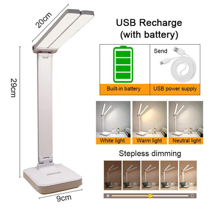 Bright LED Desk Lamp with USB Charging and Dimmer