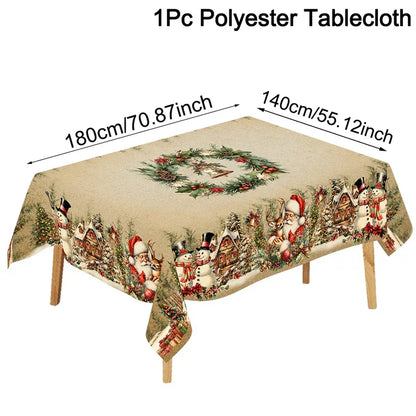 Christmas Table Cover Santa Snowman Design
