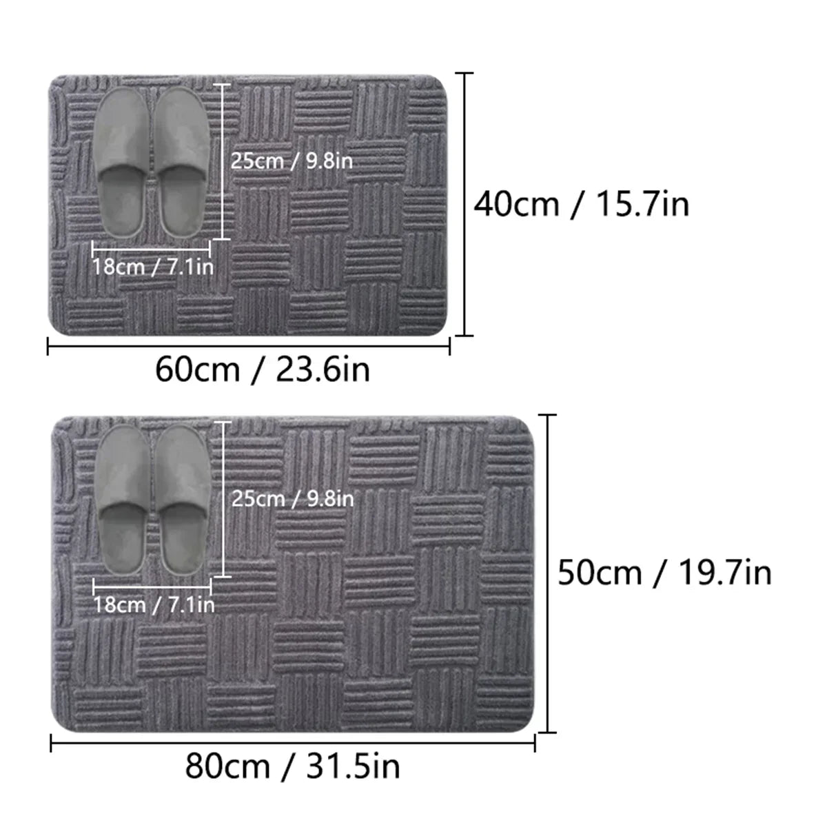 Soft Aqua Striped Bath Mat Non Slip Absorbent - Befez
