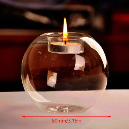 Clear Glass Tea Light Candle Holder Round
