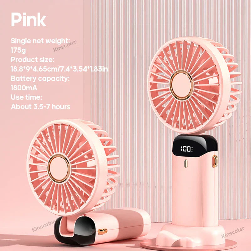 Compact 3-in-1 Portable Fan with LED Screen