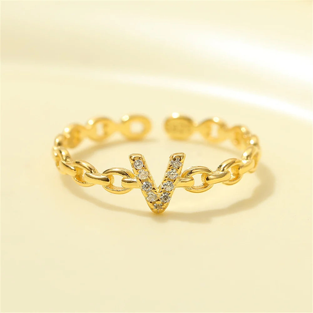 Delicate Diamond Initial Letter Ring