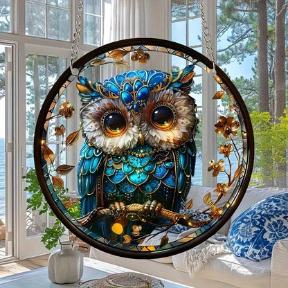 Colorful Owl Glass Window Hanging Decoration - Befez