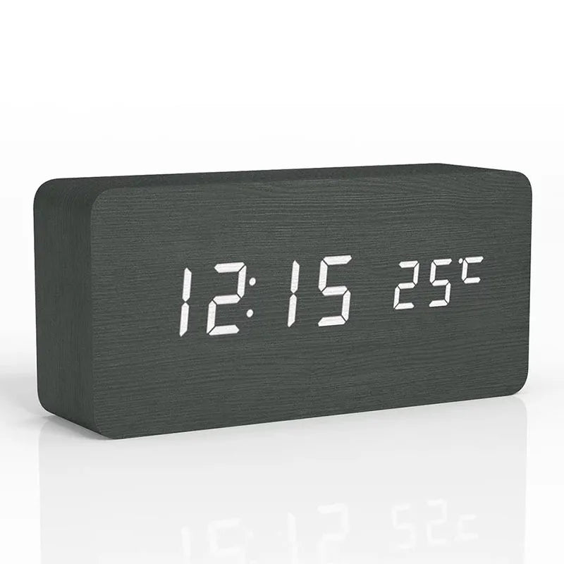 Rustic Wooden LED Desk Clock - Befez