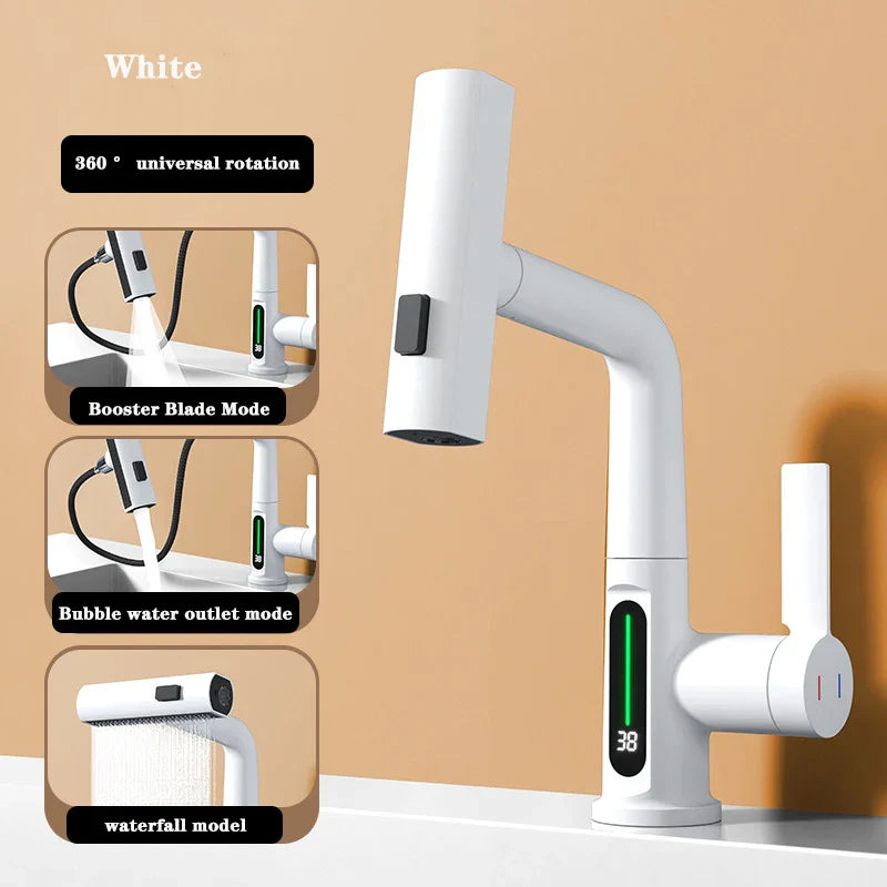 Modern Stainless Steel Faucet with LED Temp Control - Befez