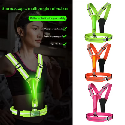 Visible LED Safety Vest with Adjustable Straps and Rechargeable Lights