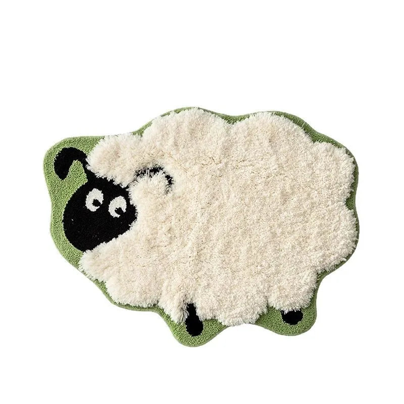 Plush Sheep Design Soft Bedroom Mat