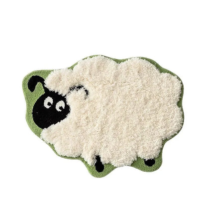 Plush Sheep Design Soft Bedroom Mat