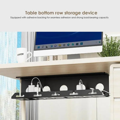 Easy Install Under Desk Cable Organizer Black Steel