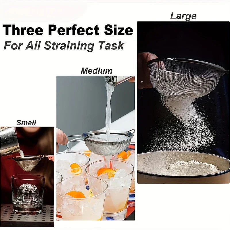 Premium 3pc Stainless Steel Mesh Sieve Set