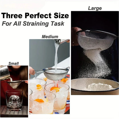 Premium 3pc Stainless Steel Mesh Sieve Set