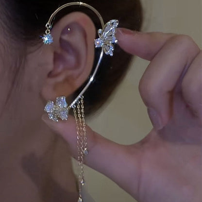 Colorful Floral Drop Earrings Clip
