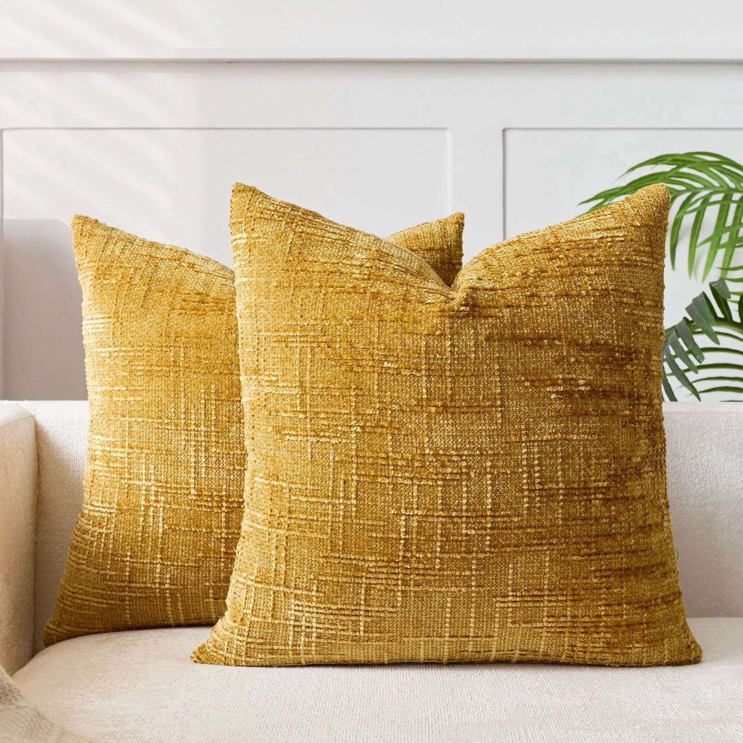 Soft Chenille Pillow with Natural Bamboo Pattern