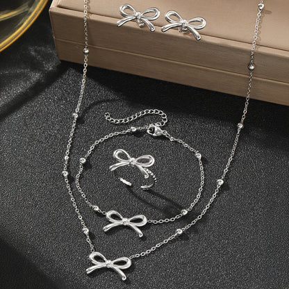 Delicate Bow Crystal Jewelry Set